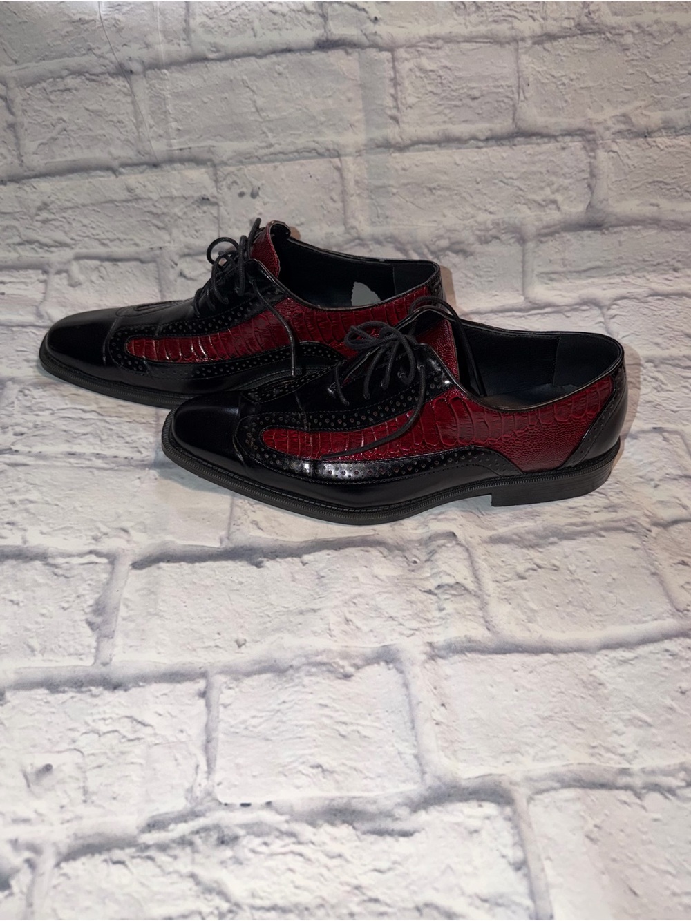 Black and Burgundy Wingtip Oxford Dress Shoes